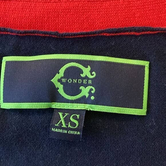 C.Wonder Striped Cotton Cardigan with Gold Logo Buttons. Red/White/Blue. Size XS - Picture 5 of 6